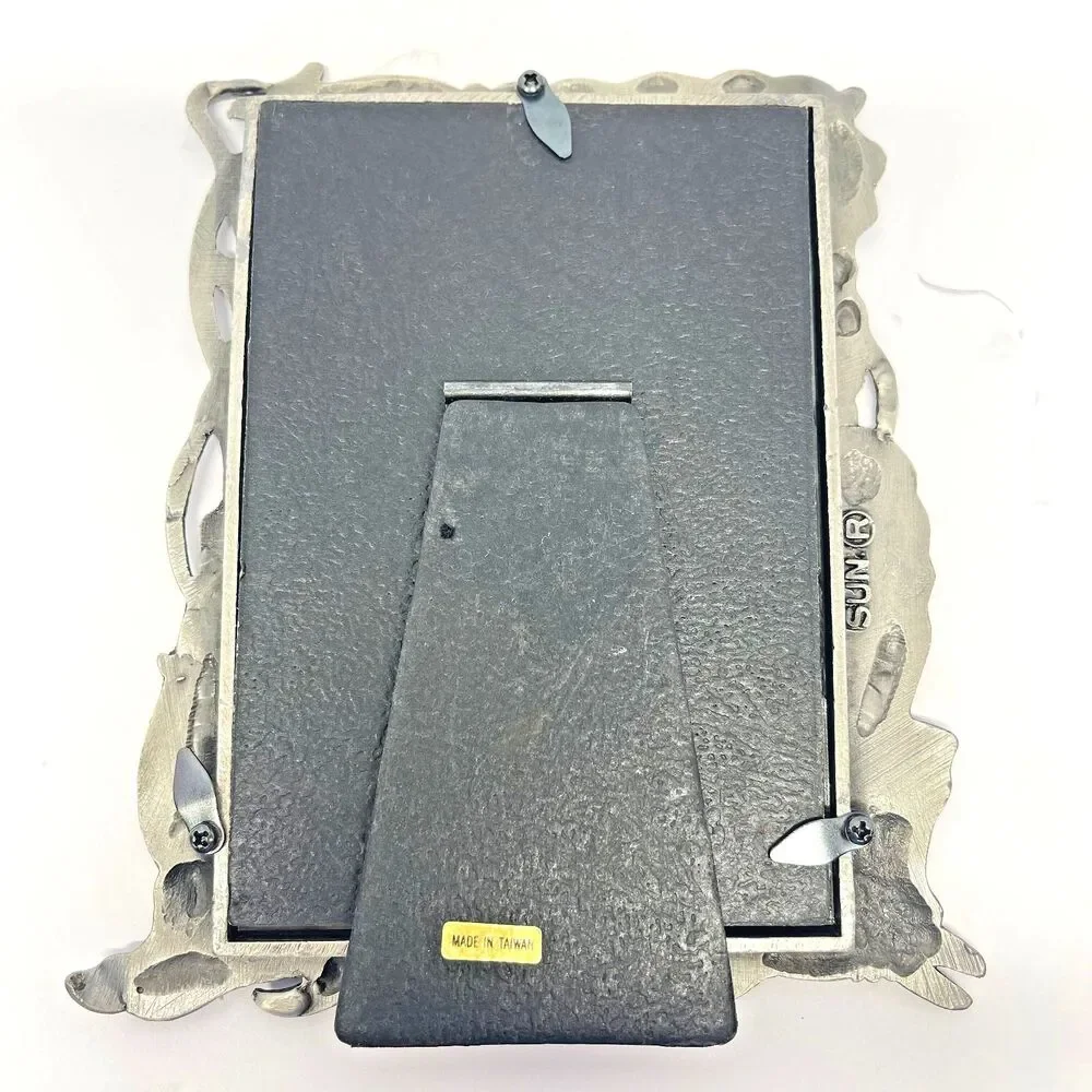 Vintage Dolphin Seascape - Sun Pewter Tone Rectangle 3.5x5 Picture Frame-Taiwan